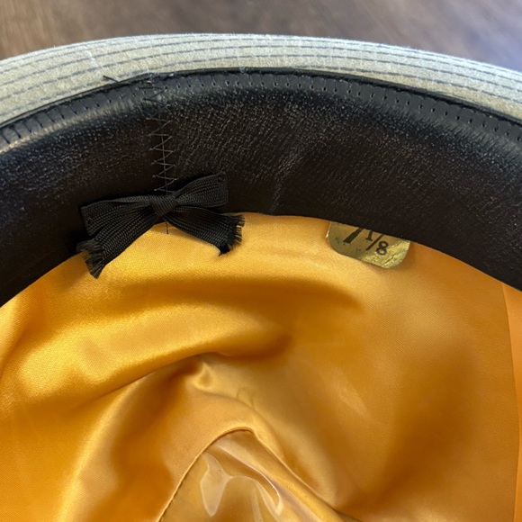 70s Vintage Hush Puppies Fedora Hat 7 1/8 Made in USA Brushed Pigskin Leather - Picture 6 of 8